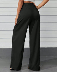 Calça Feminina Pantalona Cintura Alta com Bolsos Preta