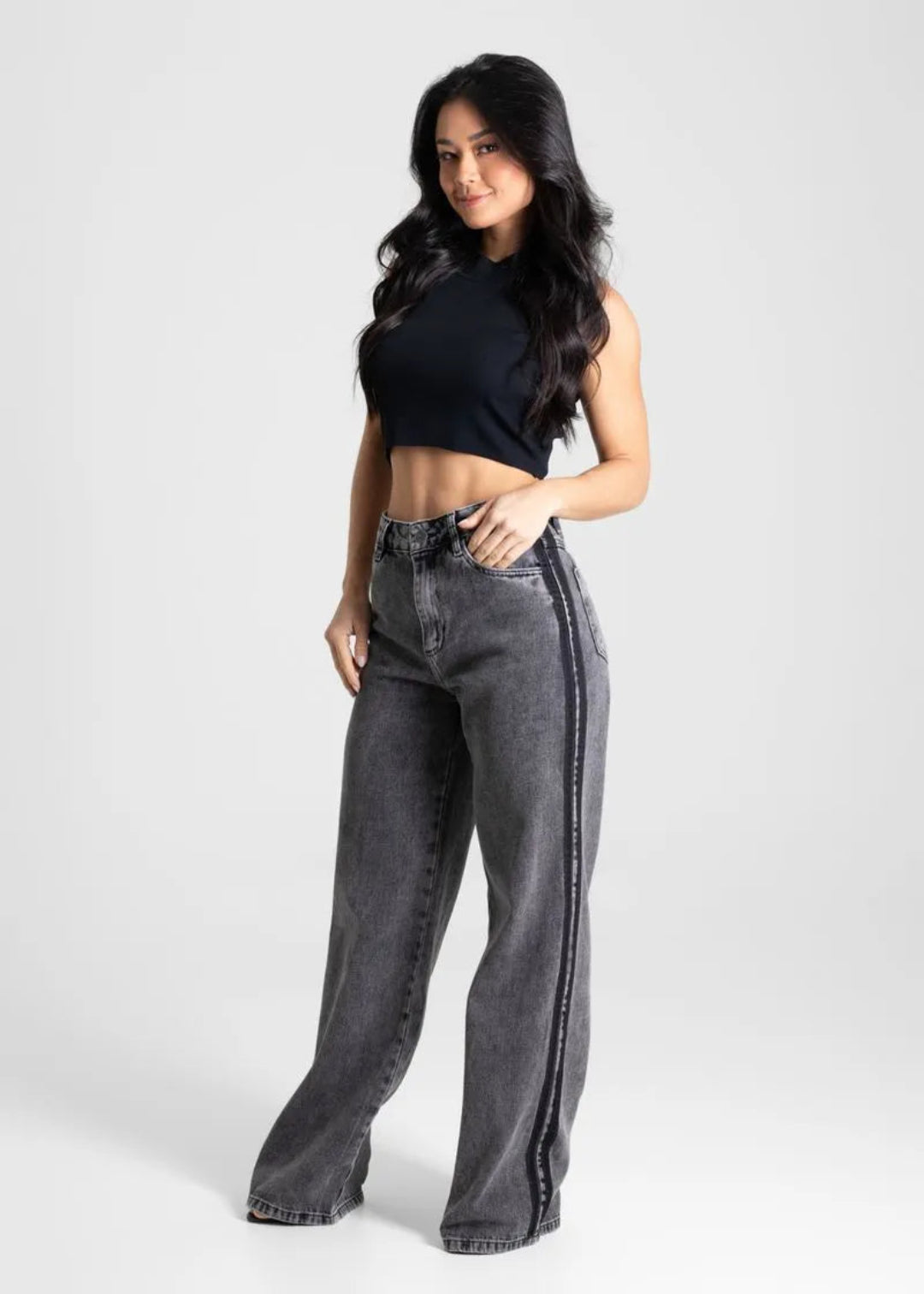 Calça Jeans Cintura Alta Wide Leg - Sawary Jeans