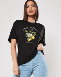 Camiseta Feminina 100% Algodão  Limoncello Preta