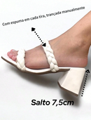 Tamanco Salto Bloco Tiras Trançadas