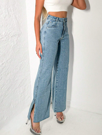 Calça Jeans Feminina Pantalona Wide Leg Cós Alto | Jeans Atemporal para um Visual Sofisticado