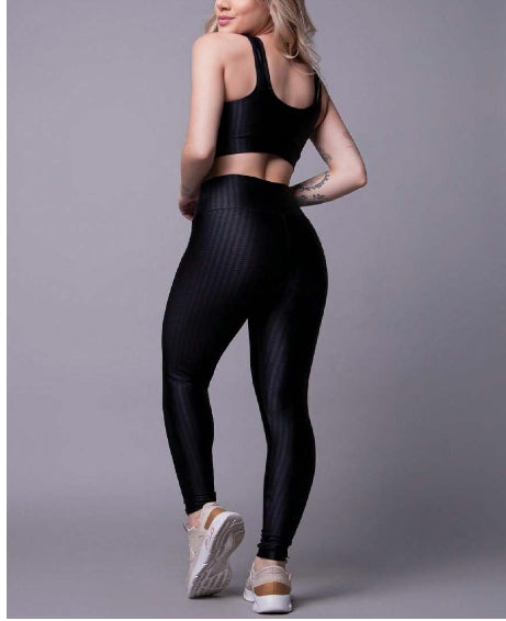 Conjunto Esportivo Fitness Top Bojo Removível e Legging Cintura Alta New Feme