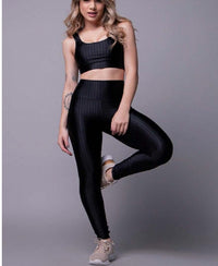 Conjunto Fitness Feminino New Feme com Top Bojo Removível e Legging Cintura Alta