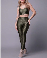 Conjunto Fitness Feminino New Feme com Top Bojo Removível e Legging Cintura Alta