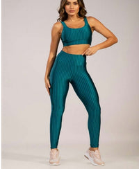 Conjunto Fitness Feminino New Feme com Top Bojo Removível e Legging Cintura Alta