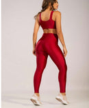 Conjunto Fitness Feminino New Feme com Top Bojo Removível e Legging Cintura Alta