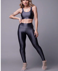 Conjunto Fitness Feminino New Feme com Top Bojo Removível e Legging Cintura Alta