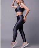 Conjunto Fitness Feminino New Feme com Top Bojo Removível e Legging Cintura Alta