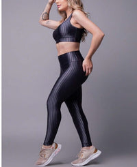 Conjunto Fitness Feminino New Feme com Top Bojo Removível e Legging Cintura Alta