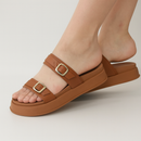 Papete Feminina Flatform com Fivela Marrom