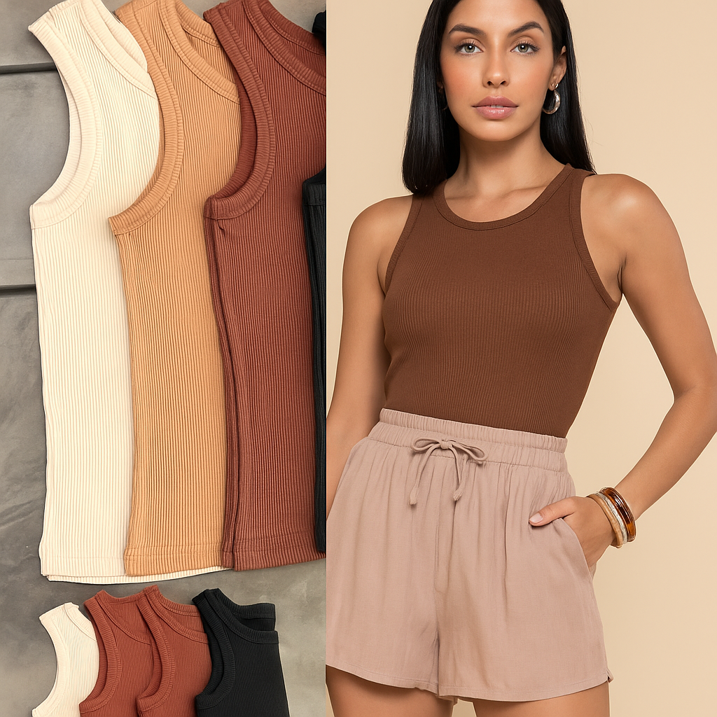 Kit 4 Regatas Femininas Premium | Estilosas e Confortáveis