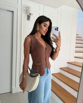 Colete Feminino Tricot Fang Elegante