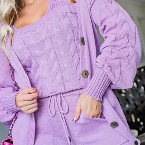 Conjunto Feminino 3 peças em Tricot | Calça, Blusa e Cardigan