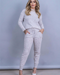 Conjunto Feminino Tricot Blusa Mullet e Calça com Punho 