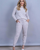 Conjunto Feminino Tricot Blusa Mullet e Calça com Punho 