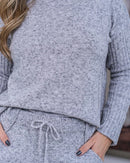 Conjunto Feminino Tricot Blusa Mullet e Calça com Punho 