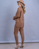 Conjunto Feminino Tricot Blusa Mullet e Calça com Punho 