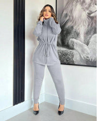 Conjunto Feminino de Lanzinha – Calça com Elástico e Cardigan com Zíper