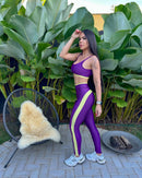 Conjunto Fitness Feminino Calça e Top com Listra Lateral