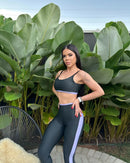Conjunto Fitness Feminino Calça e Top com Listra Lateral