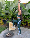 Conjunto Fitness Feminino Calça e Top com Listra Lateral