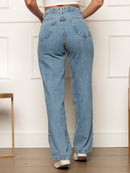 Calça Jeans Feminina Cintura Alta Wide Leg – Tecido 100% Jeans e Caimento Perfeito