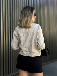 Jaqueta Feminina Jeans Clássica Bege