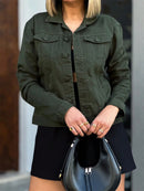 Jaqueta Feminina Jeans Clássica Verde Militar