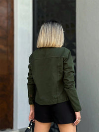 Jaqueta Feminina Jeans Clássica Verde Militar