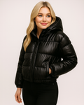 Jaqueta Puffer Feminina Peluciada com Capuz Removível