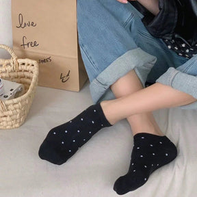Kit 12 Pares de Meia Feminina Poá  – Delicadeza em Preto e Branco
