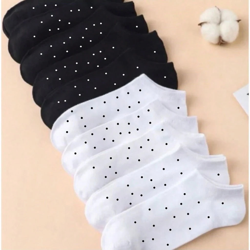 Kit 12 Pares de Meia Feminina Poá  – Delicadeza em Preto e Branco