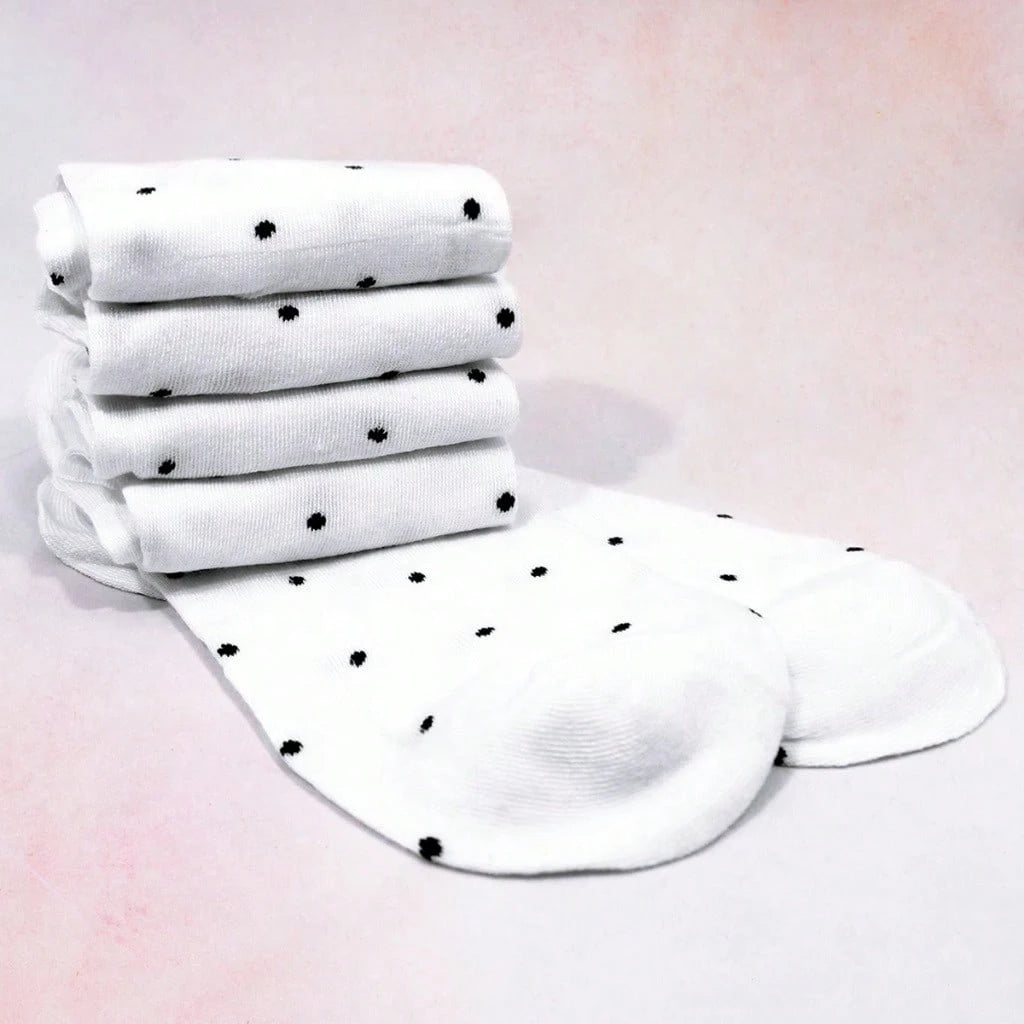 Kit 12 Pares de Meia Feminina Poá  – Delicadeza em Preto e Branco