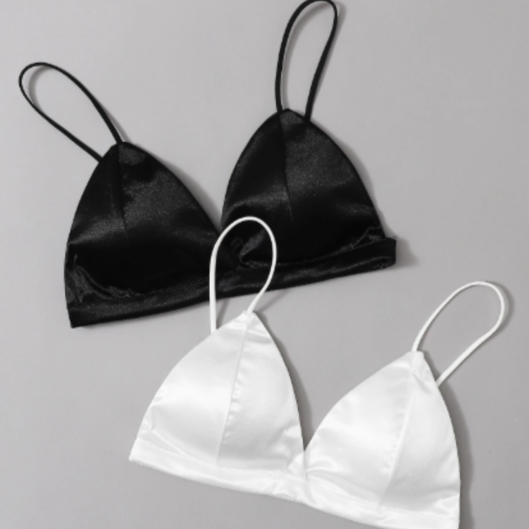 Kit 2 Tops Triangular em Cetim com Bojo