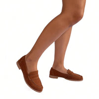 Mocassim Feminino Camurça Caramelo Loafer 
