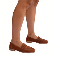 Mocassim Feminino Camurça Caramelo Loafer 