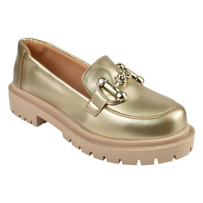 Mocassim Feminino Sola Tratorada Oxford Plataforma Leve e Confortável Dourado