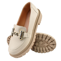 Mocassim Feminino Sola Tratorada Oxford Plataforma Leve e Confortável Off White