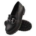 Mocassim Feminino Sola Tratorada Oxford Plataforma Leve e Confortável Preto