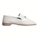 Mocassim Feminino Vazado Sola Tratorada Baixa Casual Loafer Branco