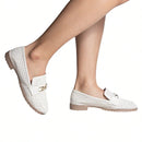 Mocassim Feminino Vazado Sola Tratorada Baixa Casual Loafer Branco