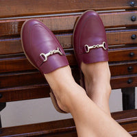 Mule Feminino Sola Tratorada Marsala Mocassim Oxford