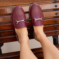 Mule Feminino Sola Tratorada Marsala Mocassim Oxford