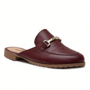 Mule Feminino Sola Tratorada Marsala Mocassim Oxford