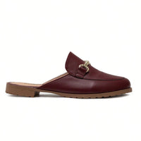 Mule Feminino Sola Tratorada Marsala Mocassim Oxford