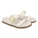 Papete Feminina Anatômica Com Fivela Dourada Confortável Off White