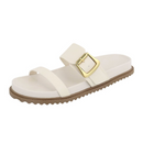 Papete Feminina Anatômica Com Fivela Dourada Confortável Off White