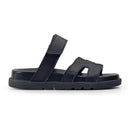 Papete Feminina Birken  Cabedal em H Em Couro Sintético Com Velcro Preta