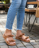 Papete Feminina Birken Detalhe Laço Nó Com Elastico Caramelo