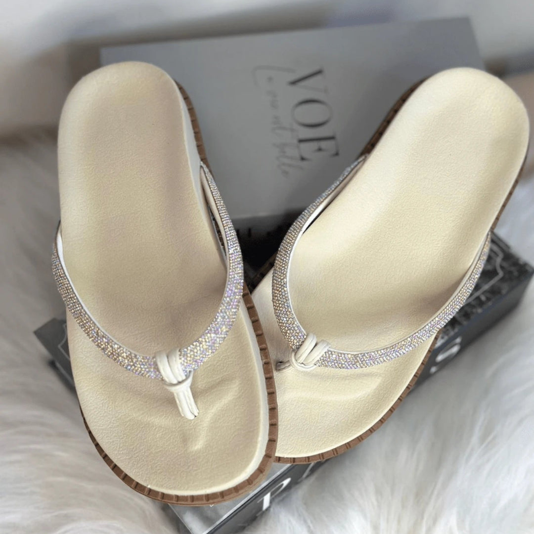 Papete Feminina Birken Modelo Chinelo com Strass - Numerção especial 34 ao 42 Branca